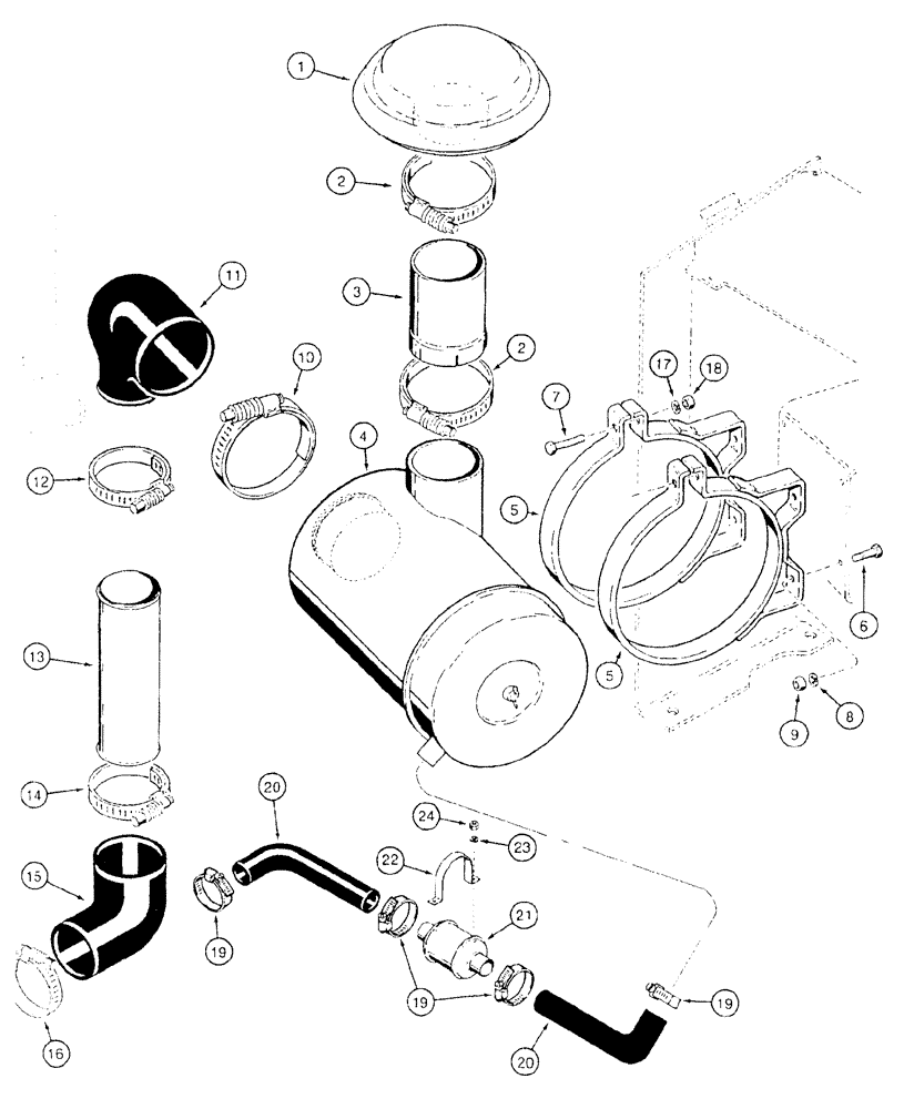 Схема запчастей Case 921B - (2-008) - AIR INDUCTION SYSTEM (02) - ENGINE