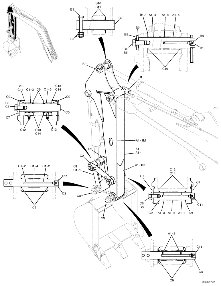 Схема запчастей Case CX27B BTW - (03-007) - ARM ASSY 1.12 M (REINFORCE TYPE) (PV12B00101F1, PV12B00120F1, PM12B00137F1) (84) - BOOMS, DIPPERS & BUCKETS