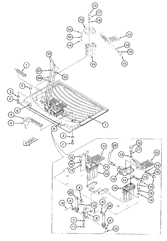 Схема запчастей Case 9050B - (9-074) - TRACK DRIVE CONTROLS, PEDALS AND LEVERS, P.I.N. EAC0501122 (09) - CHASSIS/ATTACHMENTS