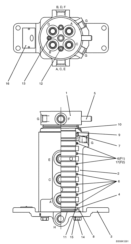 Схема запчастей Case CX27B BTW - (07-045) - JOINT ASSY, SWIVEL (PM55V00012F1, PM55V00012F2) (35) - HYDRAULIC SYSTEMS