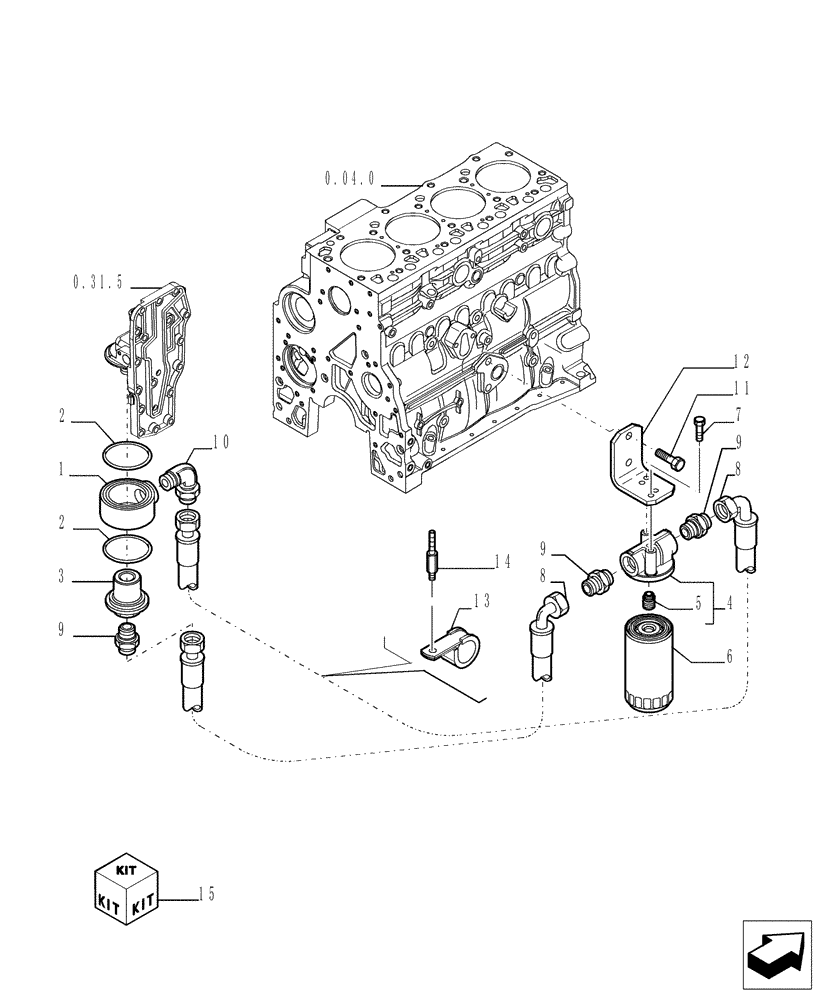 Схема запчастей Case TX1055 - (0.30.2[01]) - OIL FILTERS - ENGINE (10) - ENGINE