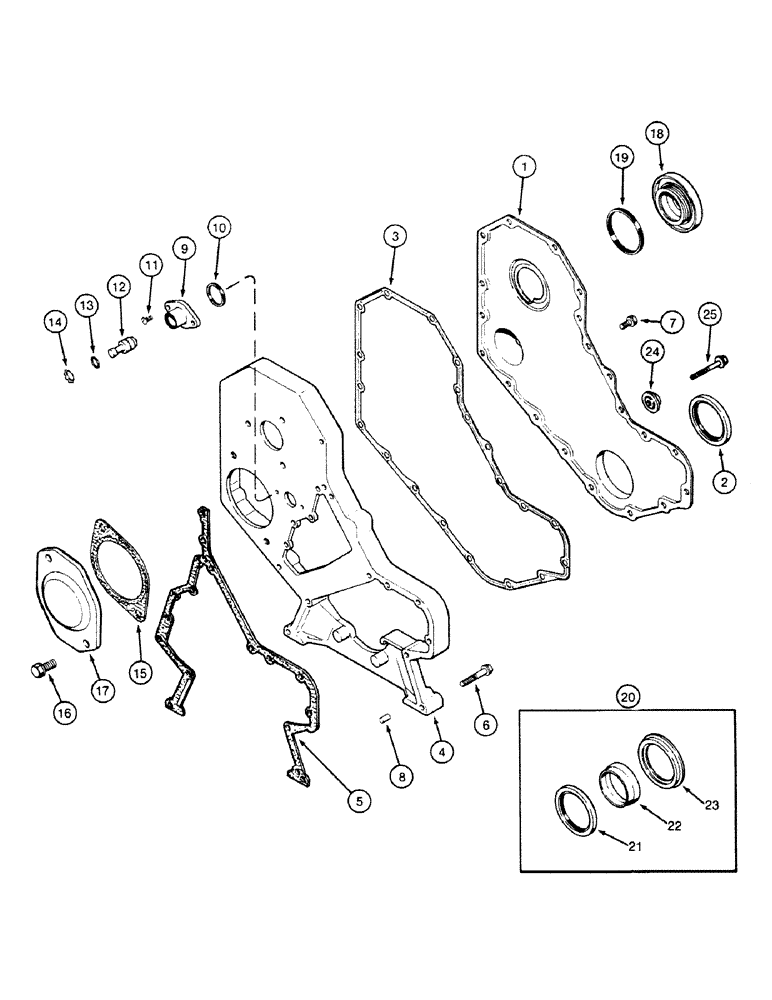 Схема запчастей Case 580SK - (2-26) - FRONT GEAR COVER (02) - ENGINE