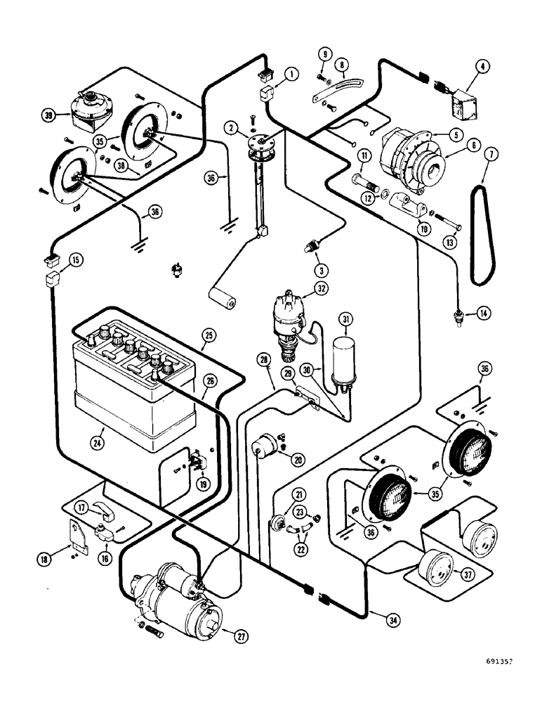 Схема запчастей Case W7 - (120) - ALTERNATOR ELECTRICAL SYSTEM, (GASOLINE), SERIAL NO. 9804742 & AFTER (04) - ELECTRICAL SYSTEMS