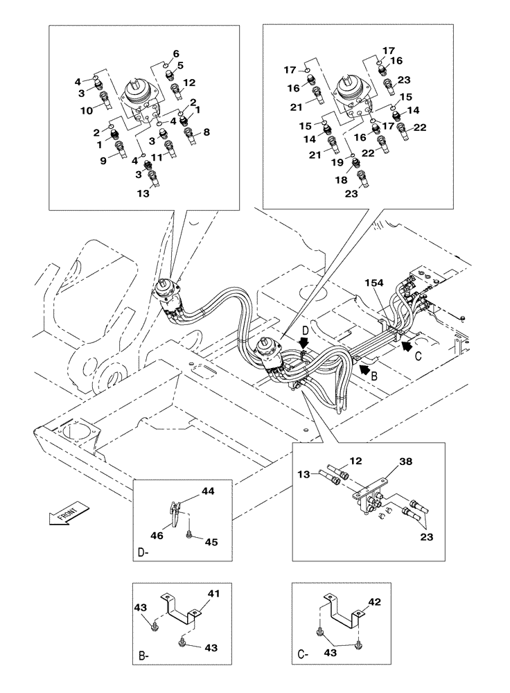 Схема запчастей Case CX250C - (08-025[00]) - HYDRAULIC CIRCUIT - ATTACHMENT CONTROL VALVE PILOT (08) - HYDRAULICS