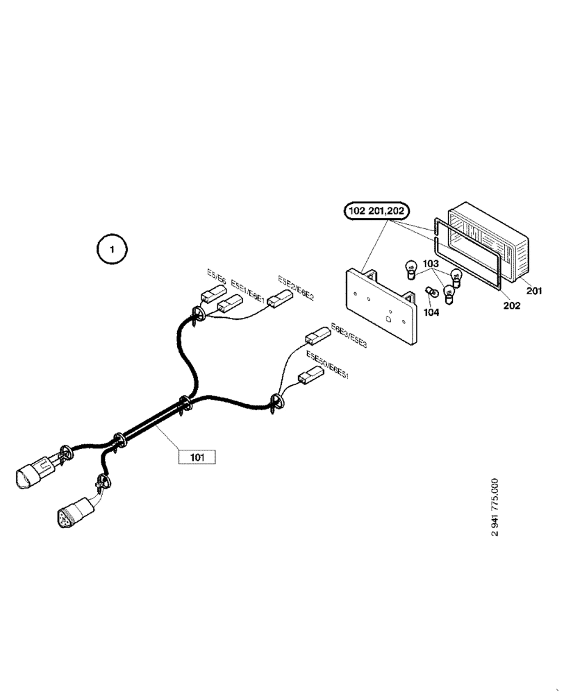 Схема запчастей Case 221D - (32.211[001]) - LEFT HAND TAIL LIGHT MOUNTING PARTS (55) - ELECTRICAL SYSTEMS