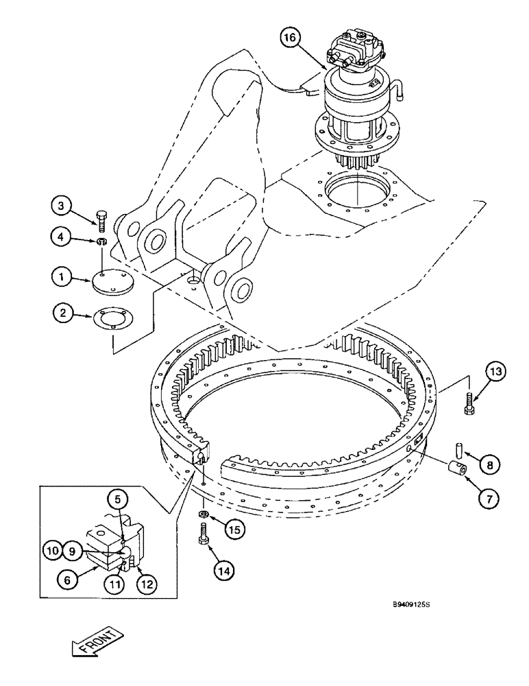 Схема запчастей Case 9040B - (9-002) - TURNTABLE BEARING (09) - CHASSIS