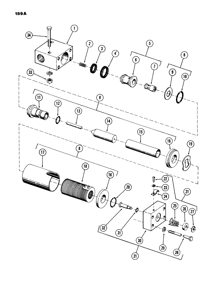 Схема запчастей Case 980B - (189A) - HI-LOW RANGE SELECTOR SOLENOID VALVE, (24 VOLT), (USED ON UNITS WITH PIN 6204051 AND AFTER) (07) - HYDRAULIC SYSTEM