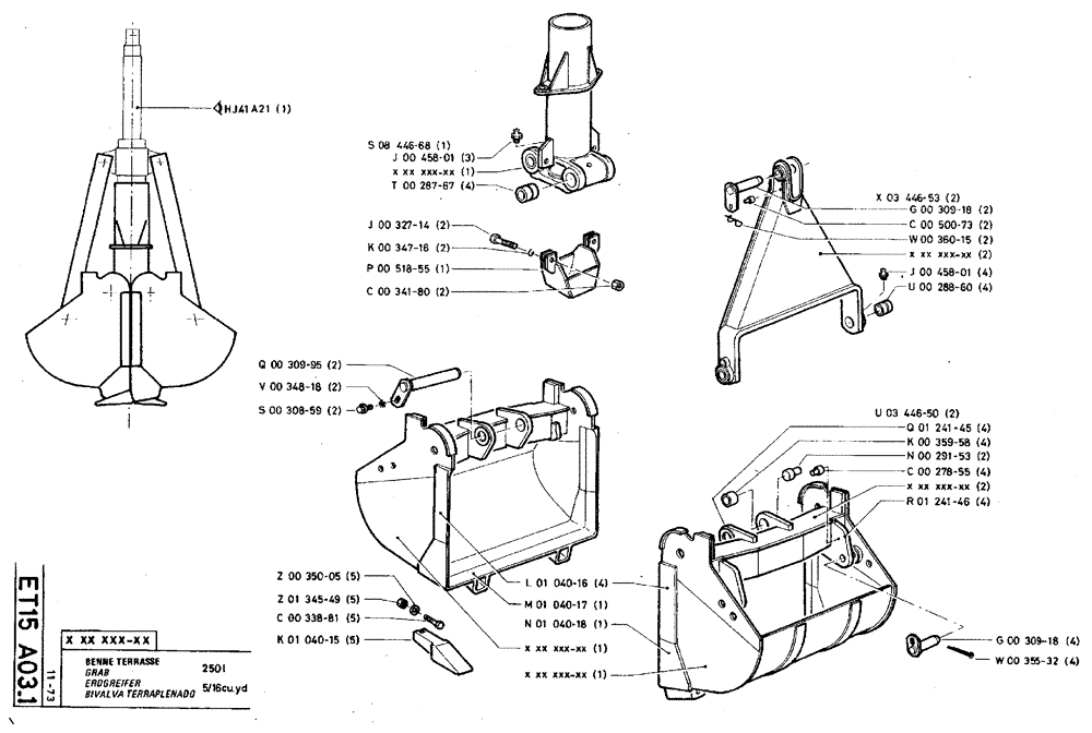 Схема запчастей Case TY45 - (ET15 A03.1) - GRAB - 250 L (5/16 CU. YD.) (18) - ATTACHMENT ACCESSORIES