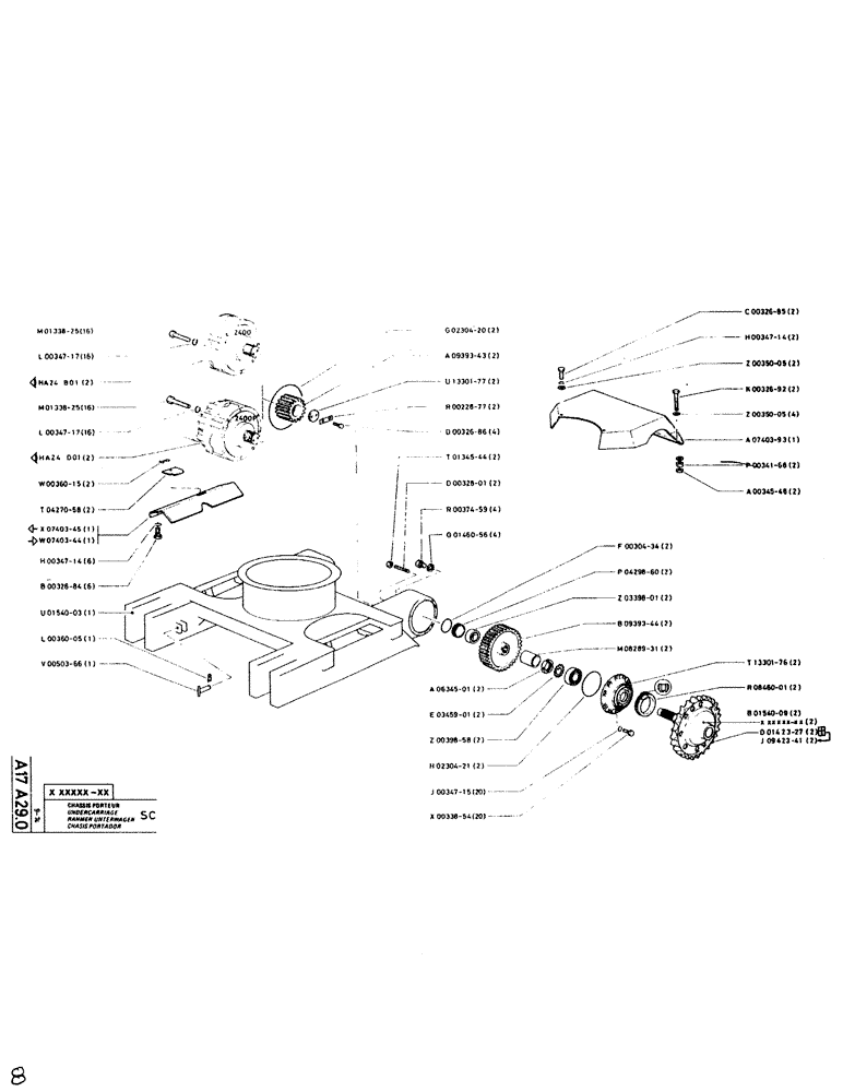 Схема запчастей Case SC150 - (008) - UNDERCARRIAGE SC 