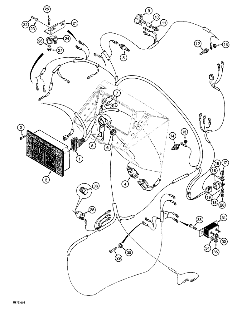 Схема запчастей Case 760 - (04-024) - MAIN WIRING HARNESS, ELECTRICAL COMPONENTS AND CONNECTIONS, MODELS WITHOUT ELECTRONIC STEERING, (55) - ELECTRICAL SYSTEMS