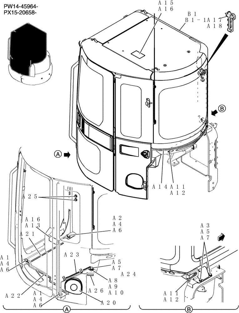 Схема запчастей Case CX36B - (178-17[1]) - CAB INSTAL (05) - SUPERSTRUCTURE