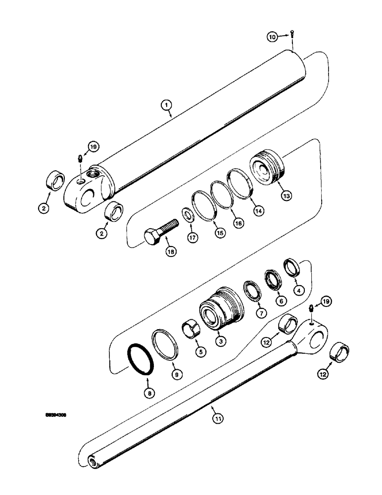 Схема запчастей Case 660 - (8-067A) - BACKHOE BOOM CYLINDER ASSEMBLY - 305352A1 (08) - HYDRAULICS