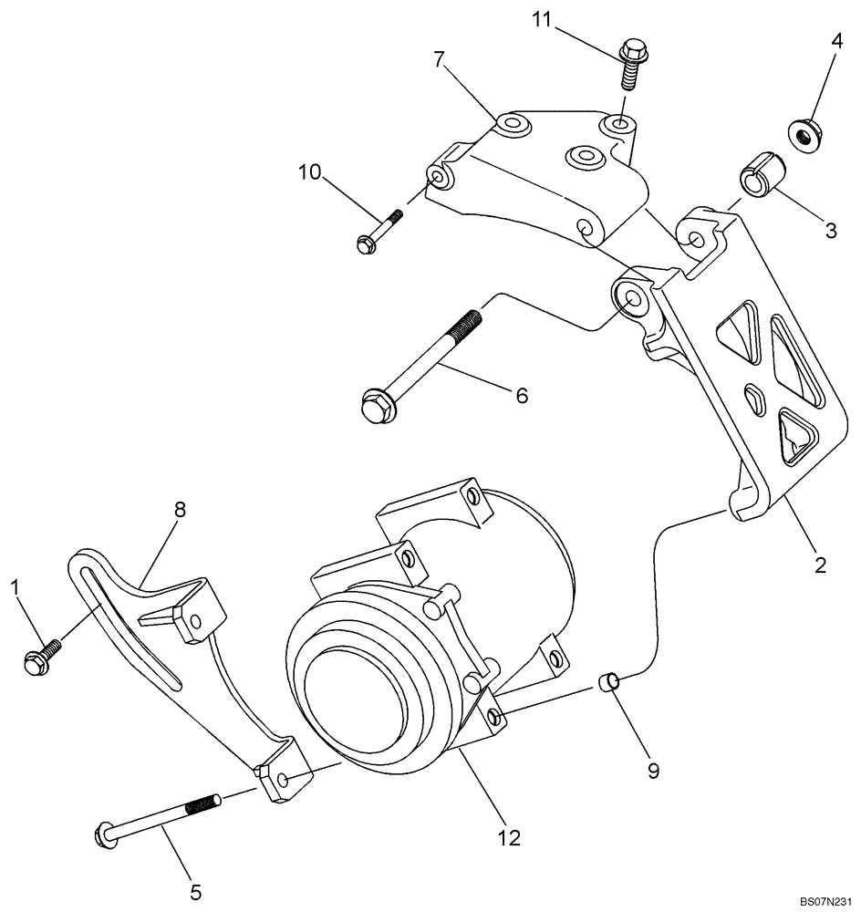 Схема запчастей Case 590SM - (02-43) - AIR CONDITIONING COMPRESSOR ATTACHING GROUP (02) - ENGINE