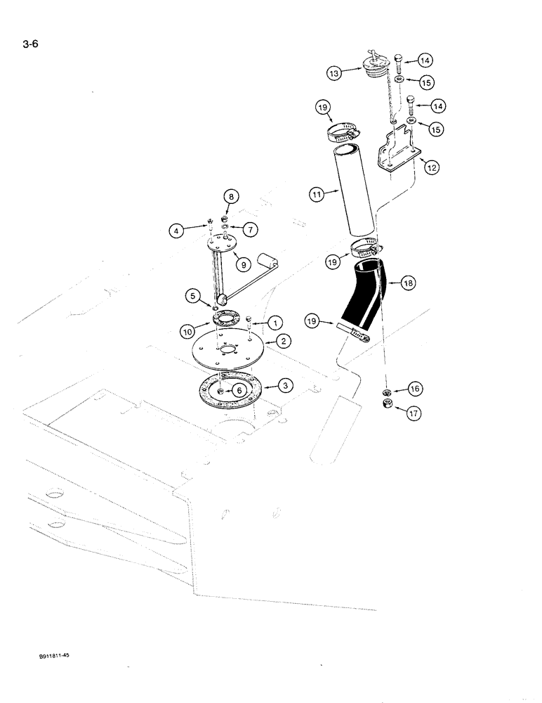 Схема запчастей Case 621 - (3-06) - FUEL TANK FILLER AND SENDER (03) - FUEL SYSTEM