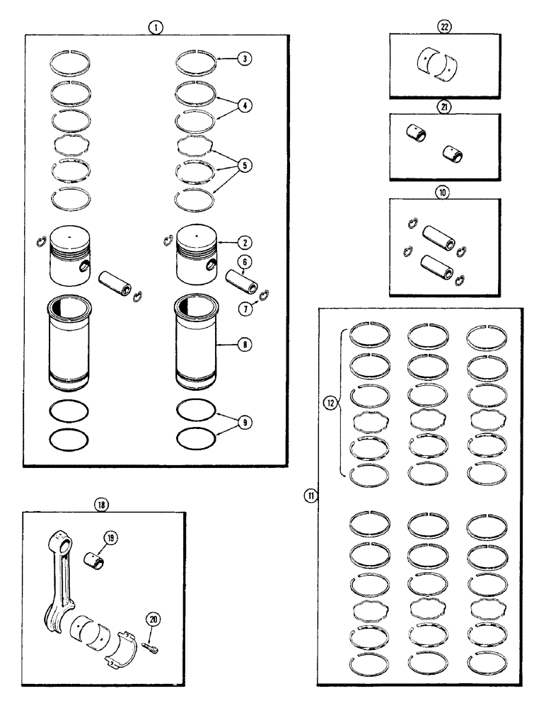 Схема запчастей Case W10B - (034) - PISTON ASSEMBLY AND CONNECTING RODS, (377) SPARK IGNITION ENGINE (02) - ENGINE