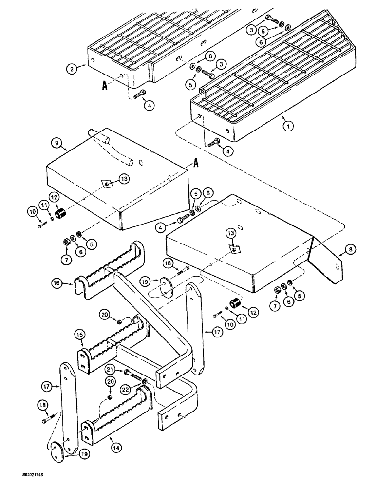 Схема запчастей Case 721B - (9-038) - REAR FENDERS AND STEPS (09) - CHASSIS/ATTACHMENTS