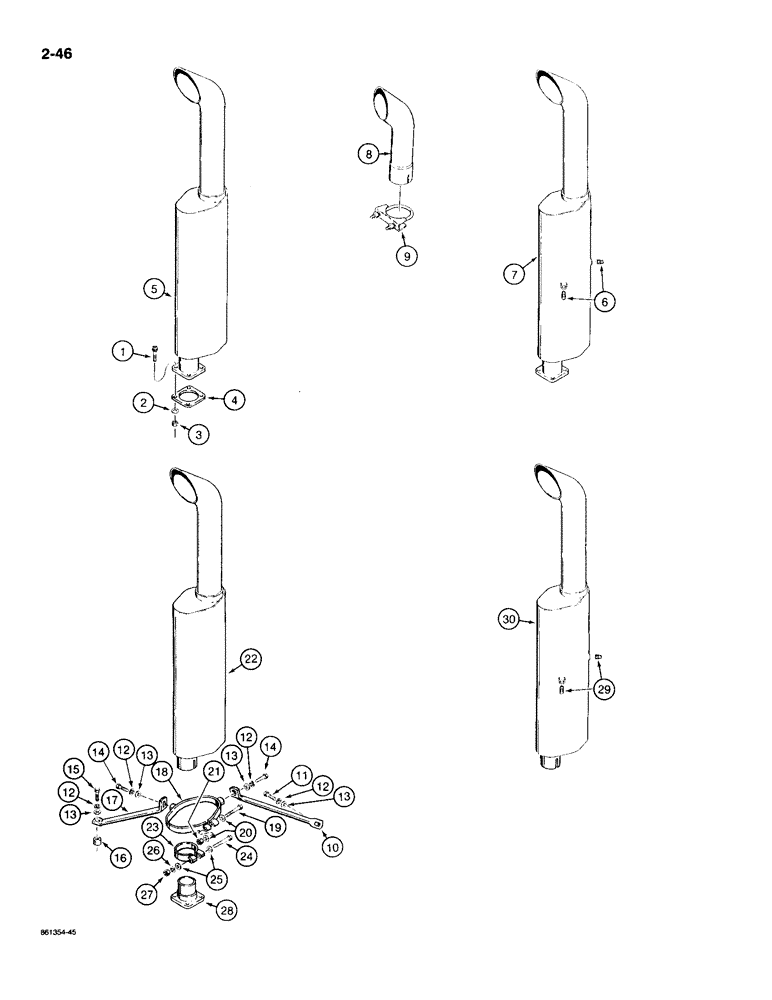 Схема запчастей Case W20C - (2-46) - EXHAUST SYSTEM (02) - ENGINE