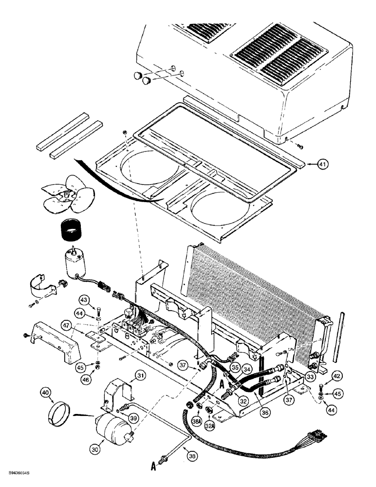 Схема запчастей Case 621B - (9-084) - AIR CONDITIONING CONDENSER AND MOUNTING, CONDENSER HARNESS WITH THREE RELAYS (CONTD) (09) - CHASSIS/ATTACHMENTS