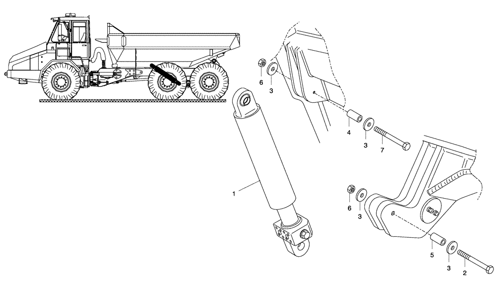 Схема запчастей Case 330 - (72A00000708[01]) - DUMPING SYSTEM - HOIST CYLINDER INSTALLATION (87442880) (19) - OPTIONS