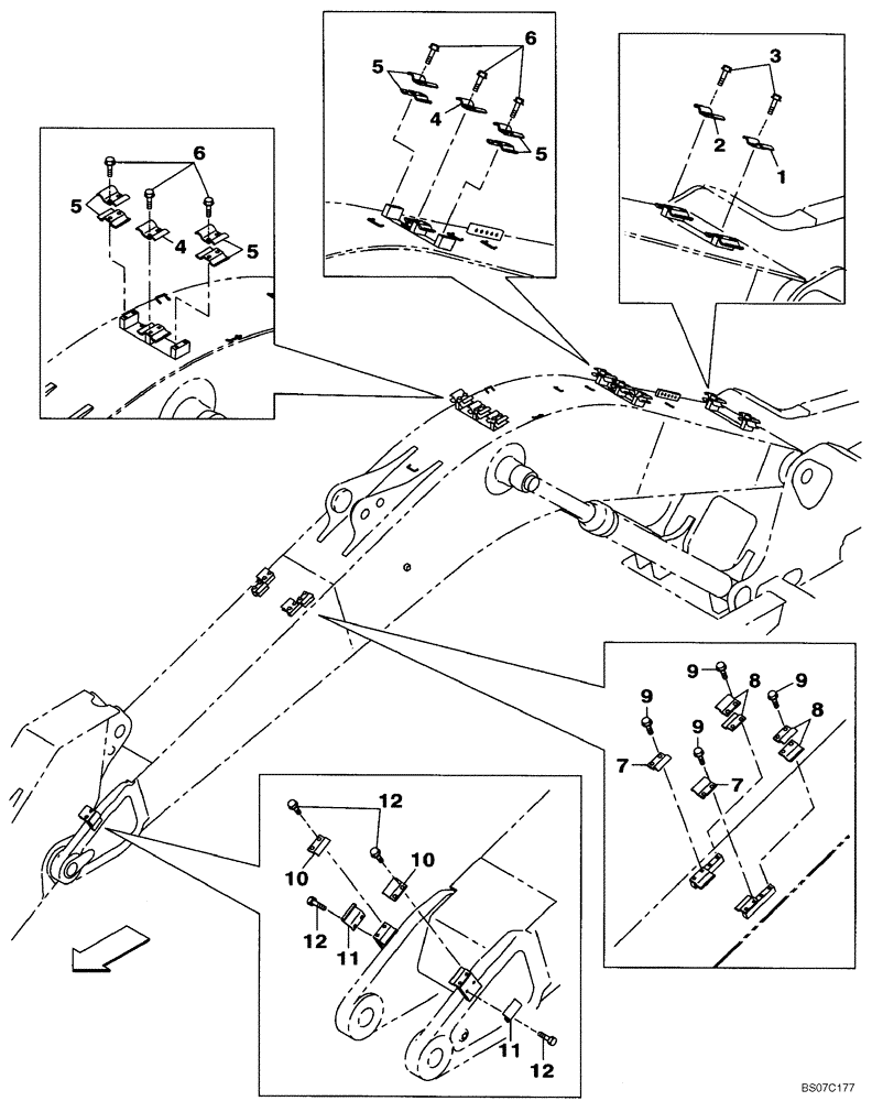 Схема запчастей Case CX290B - (09-37[03]) - CLAMPS - BOOM (09) - CHASSIS/ATTACHMENTS