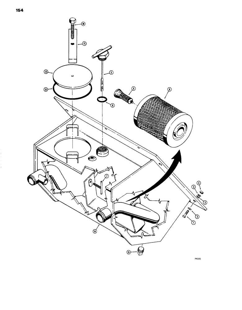 Схема запчастей Case W14 - (154) - HYDRAULIC TANK AND RELATED PARTS (08) - HYDRAULICS