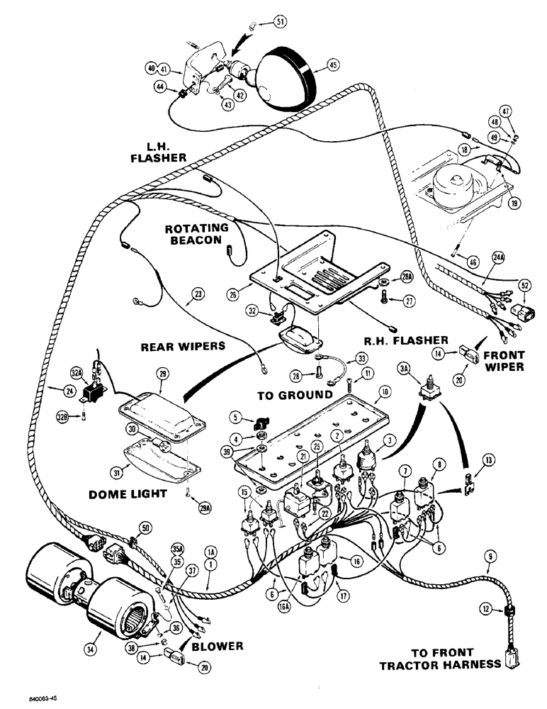 Схема запчастей Case W36 - (4-144) - ELECTRICAL SYSTEM, OPERATORS COMPARTMENT, PRIOR TO P.I.N. 9156438 (04) - ELECTRICAL SYSTEMS