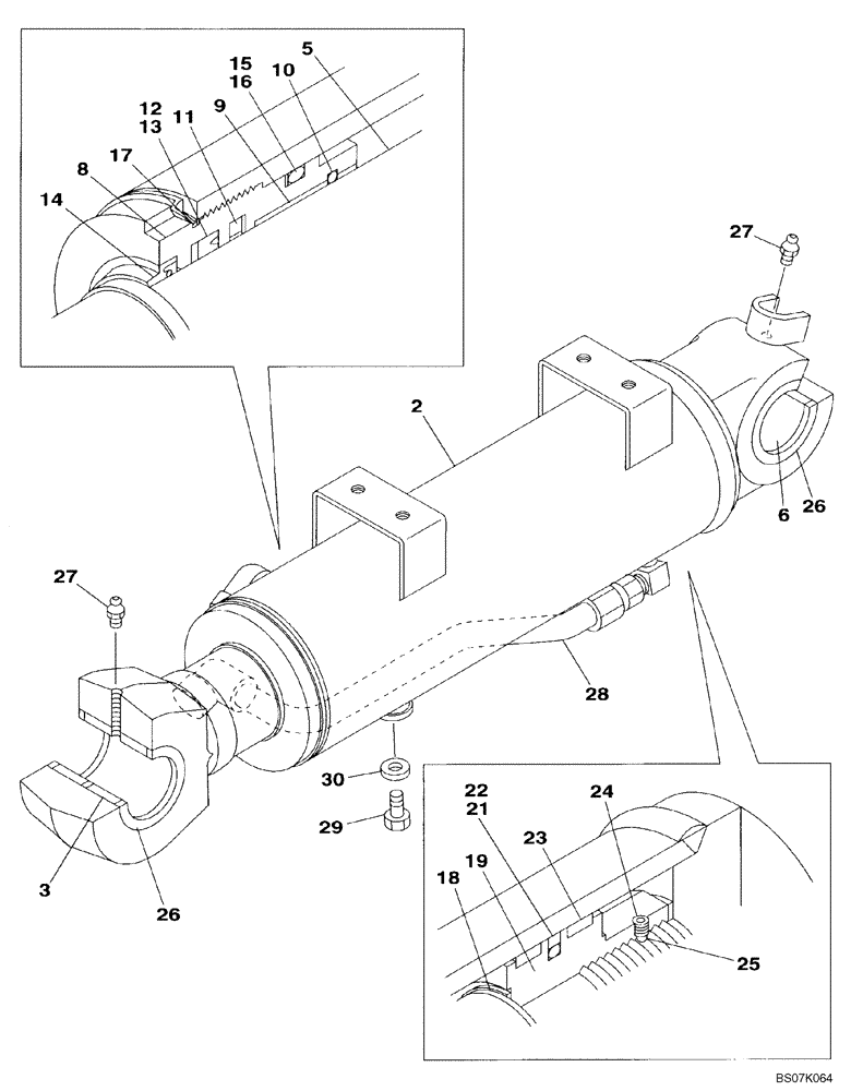 Схема запчастей Case CX130B - (08-89) - CYLINDER ASSY RH - BLADE, DOZER (08) - HYDRAULICS