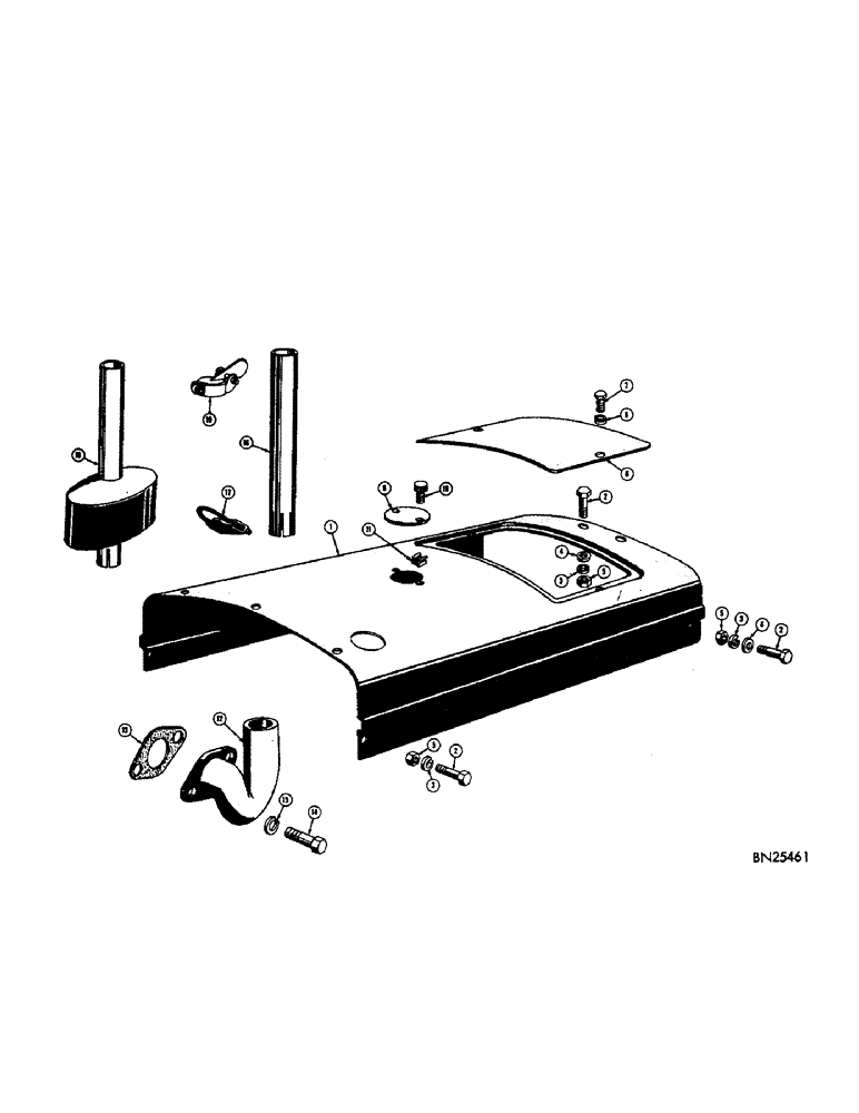 Схема запчастей Case 310C - (036) - HOOD AND EXHAUST SYSTEM, AIR CLEANER (01) - ENGINE