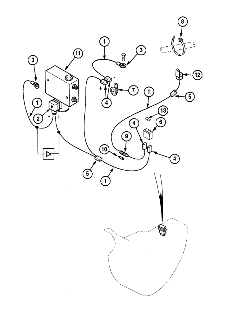 Схема запчастей Case CX350 - (04-047-00[01]) - ELECTRICAL CIRCUIT - QUICK COUPLER (05) - STEERING