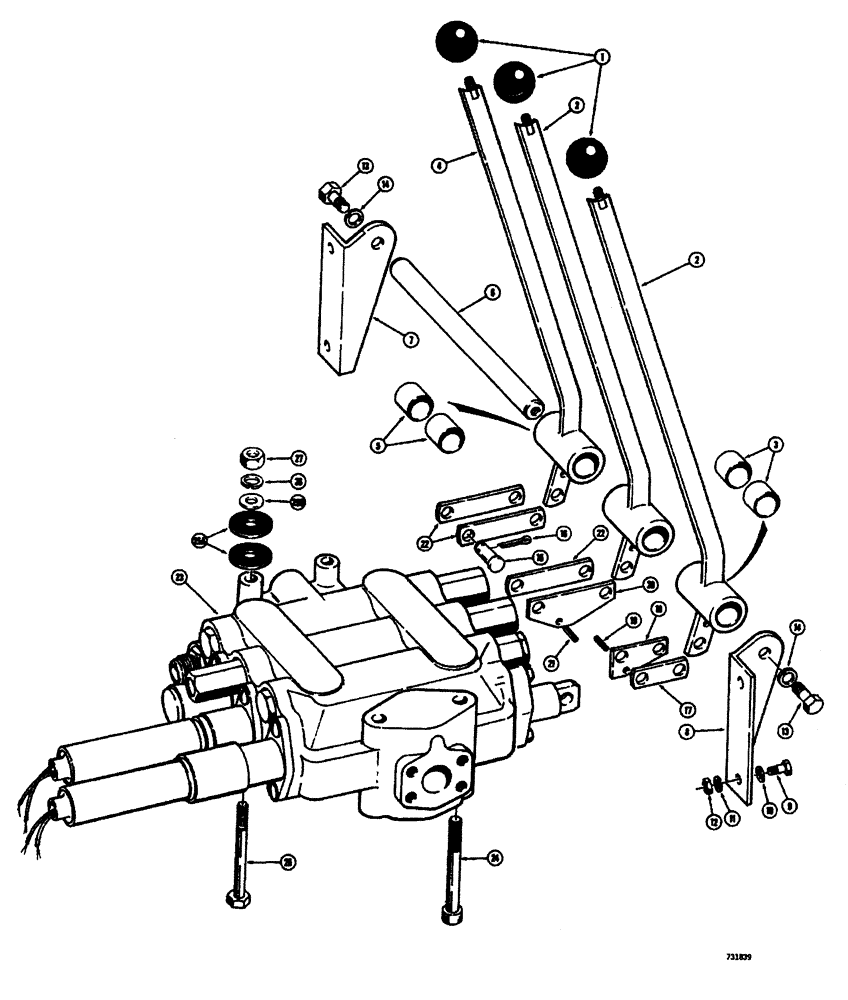 Схема запчастей Case W26B - (428) - LOADER CONTROL VALVE AND LEVERS (3 SPOOL) (08) - HYDRAULICS