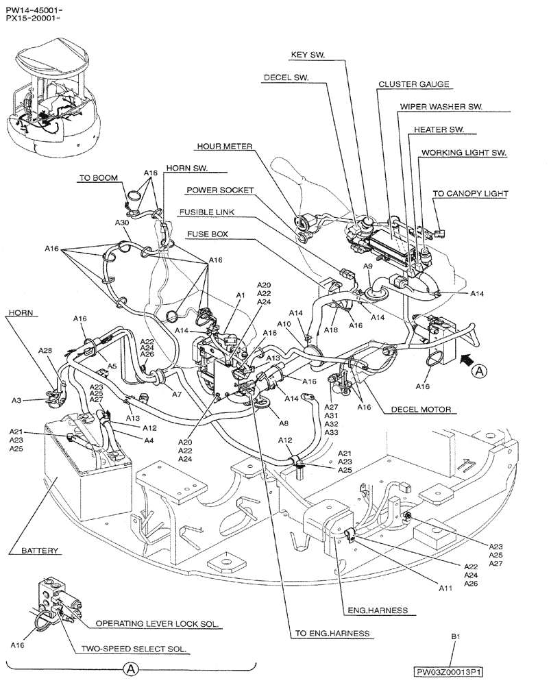 Схема запчастей Case CX31B - (01-076) - ELEC ASSY, UPP (55) - ELECTRICAL SYSTEMS