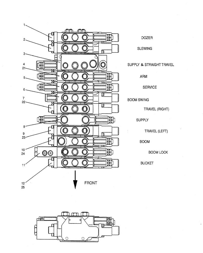 Схема запчастей Case CX31B - (07-001) - VALVE ASSY, CONTROL (PX30V00059F1, F2) (35) - HYDRAULIC SYSTEMS