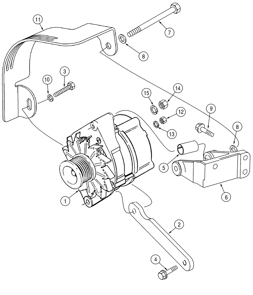 Схема запчастей Case 621D - (04-21) - ALTERNATOR - MOUNTING (04) - ELECTRICAL SYSTEMS