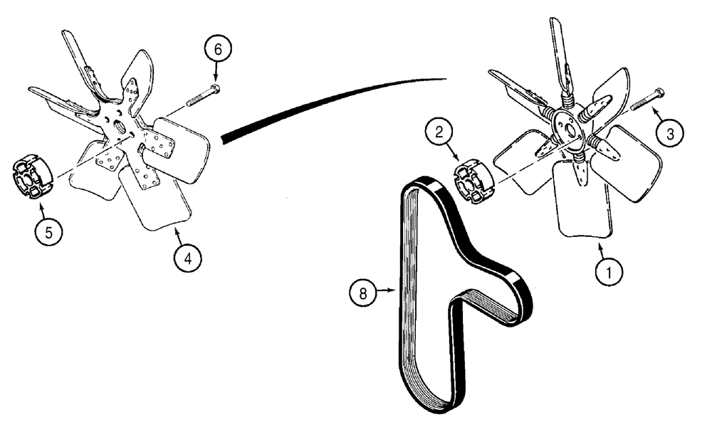 Схема запчастей Case 1150H - (02-02) - FAN - FAN BELT (02) - ENGINE