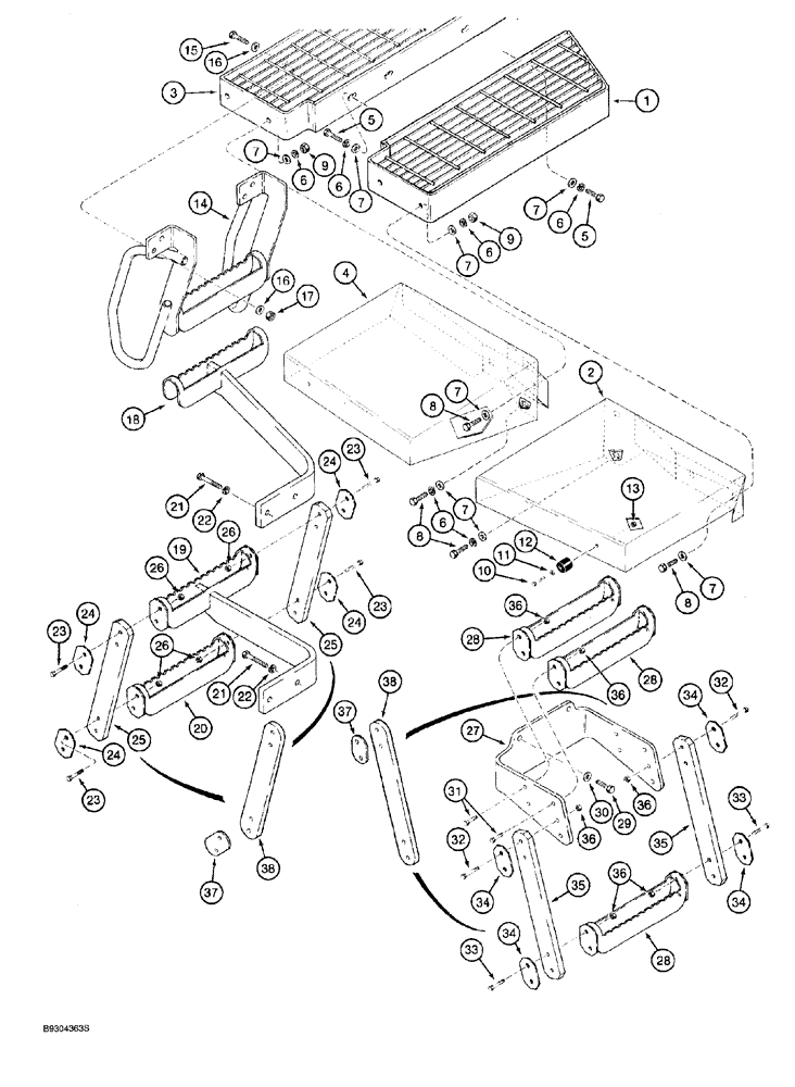 Схема запчастей Case 921 - (9-028) - REAR FENDERS AND STEPS (09) - CHASSIS/ATTACHMENTS