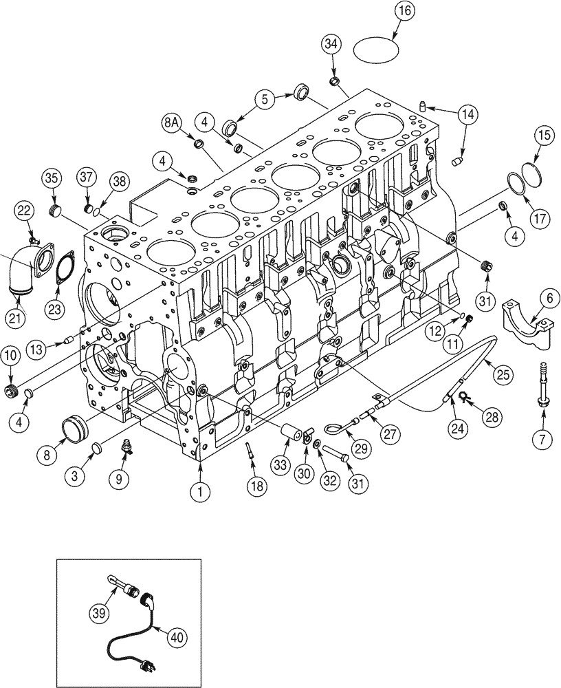 Схема запчастей Case 821C - (02-43) - CYLINDER BLOCK (02) - ENGINE