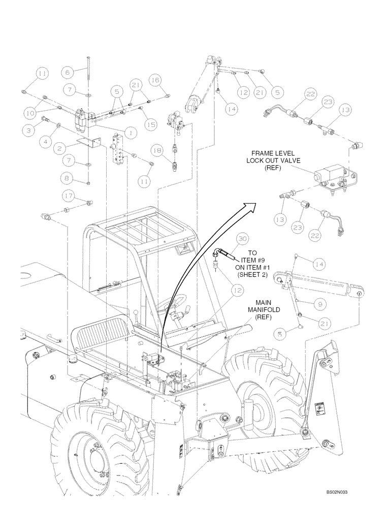 Схема запчастей Case 686GXR - (8-53A) - STABILIZER HYDRAULICS (SERIES 2 ASN 686G JFE0000705; 686GXR JFE0001847; 688G JFE0003612) (08) - HYDRAULICS