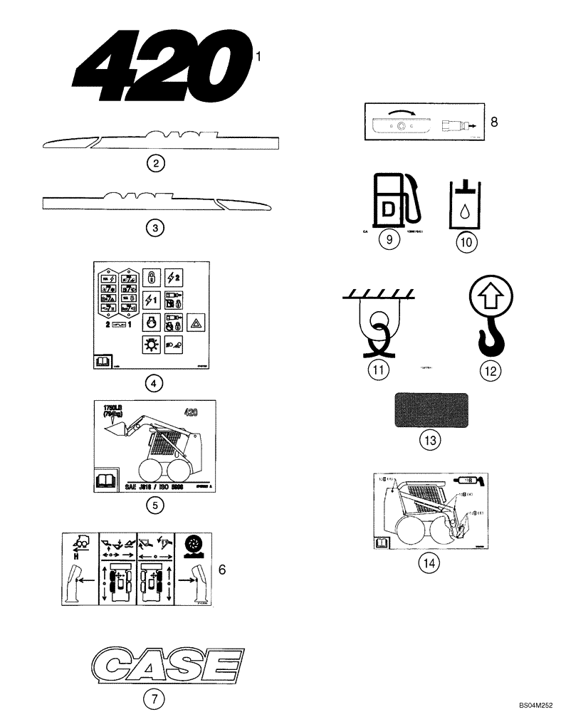 Схема запчастей Case 420 - (09-41) - DECALS (420) (09) - CHASSIS