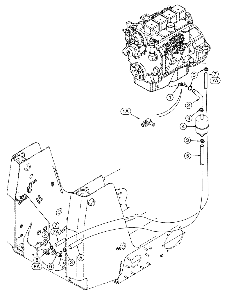 Схема запчастей Case 85XT - (03-01) - FUEL LINES (03) - FUEL SYSTEM