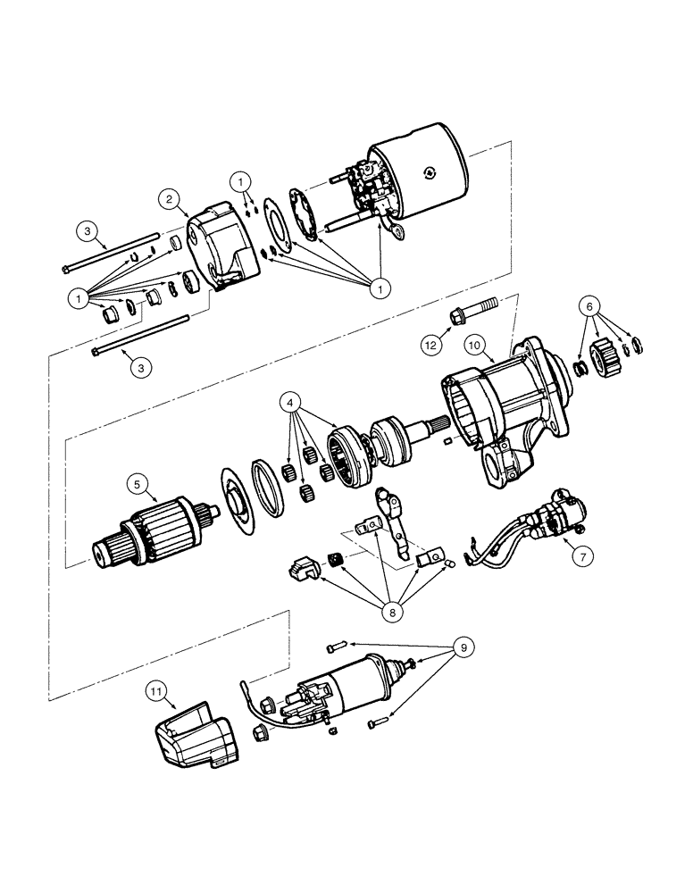 Схема запчастей Case 885 - (04-02[01]) - STARTER - ASSEMBLY (04) - ELECTRICAL SYSTEMS