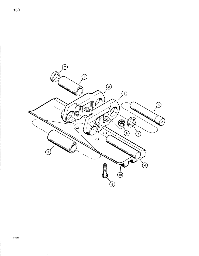 Схема запчастей Case 1280B - (130) - TRACK SHOES, LINKS, AND PINS (11) - TRACKS/STEERING