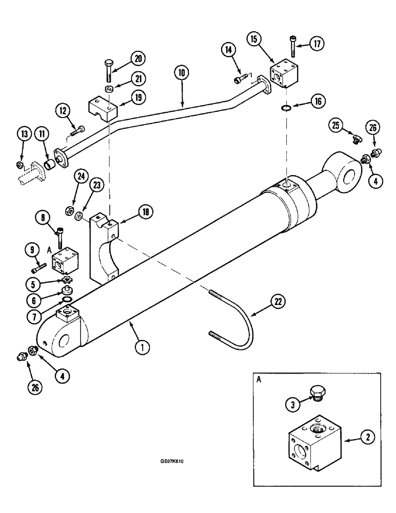 Схема запчастей Case 220B - (8-098) - BOOM CYLINDER CIRCUIT, TUBE, FITTINGS AND CLAMPS, UNITS WITHOUT OPTIONAL CRANING VALVE (08) - HYDRAULICS