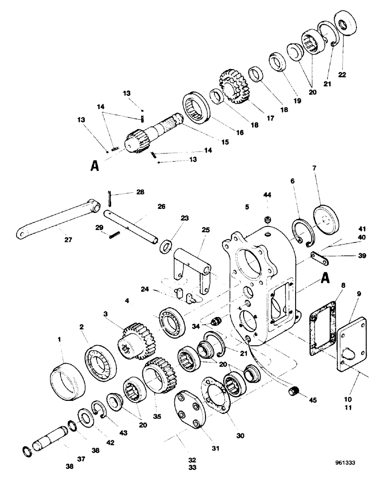 Схема запчастей Case 580G - (18) - FRONT DRIVE AXLE - TRANSFER CASE 