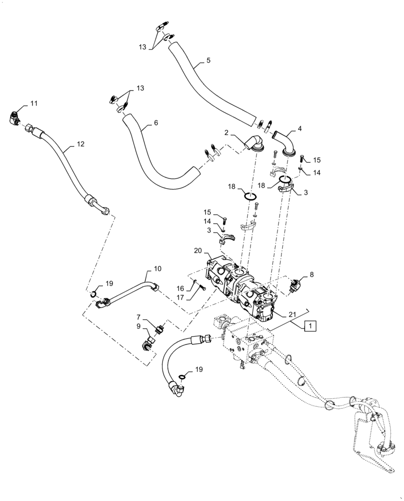 Схема запчастей Case 1021F - (35.182.01) - PRIORITY HYDRAULIC ROUTING TANK TO PUMP (35) - HYDRAULIC SYSTEMS