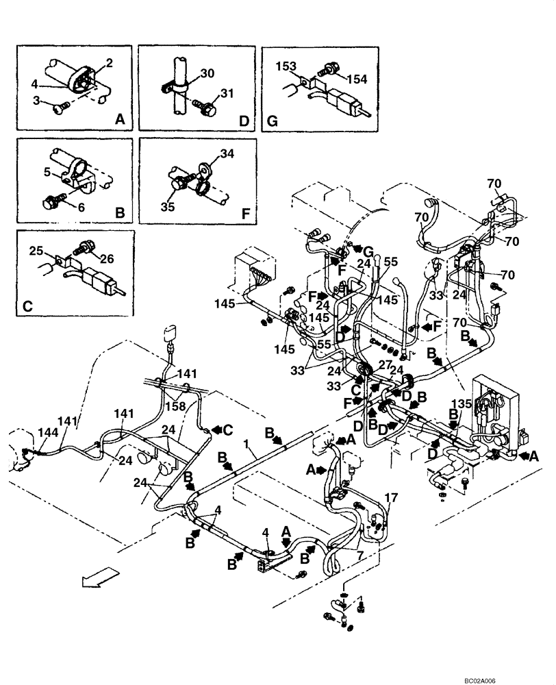 Схема запчастей Case CX290 - (04-06) - HARNESS, MAIN - CLAMPS AND RETAINERS (04) - ELECTRICAL SYSTEMS