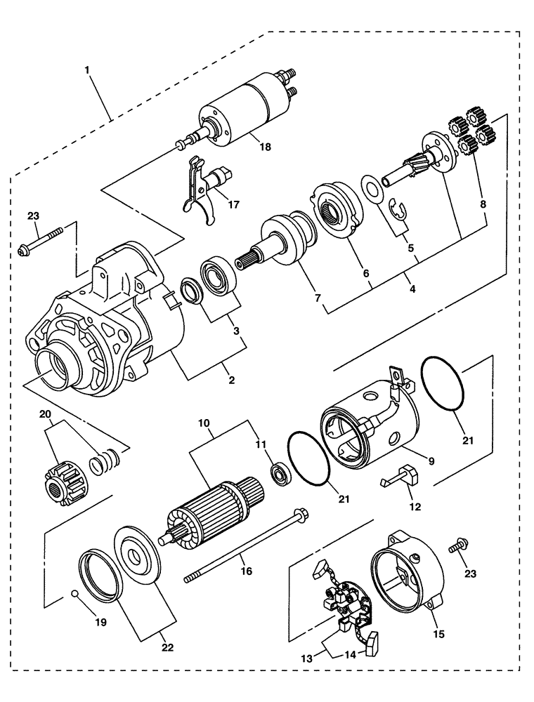 Схема запчастей Case CX330 - (04-065-01[01]) - STARTER (04) - ELECTRICAL SYSTEMS