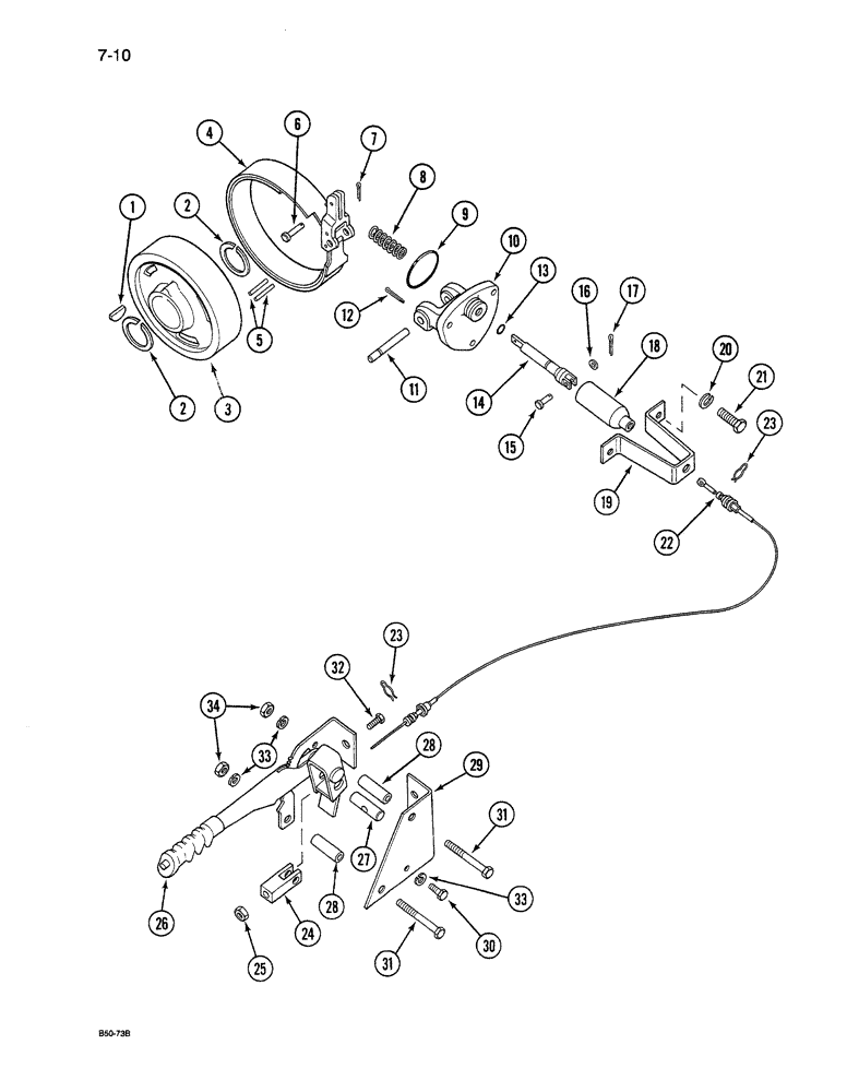 Схема запчастей Case 380B - (7-10) - PARK BRAKE LINKAGE (07) - BRAKES