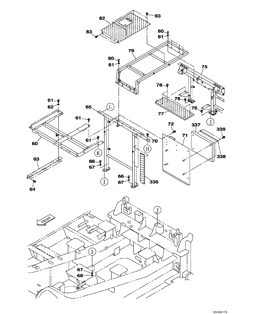 Схема запчастей Case CX800 - (09-009-00[01]) - COWLING - FRAMEWORK (09) - CHASSIS