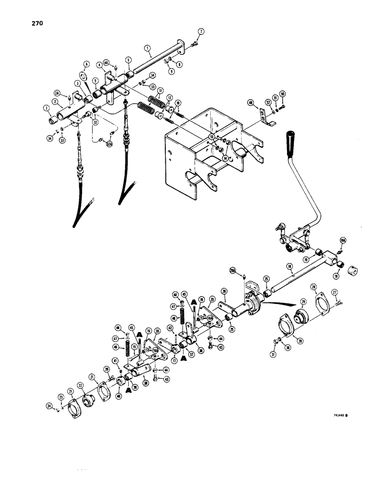 Схема запчастей Case 1450 - (270) - EQUIPMENT CONTROL VALVE AND LEVERS, LOADER RETURN-TO-DIG AND HEIGHT CONTROL (08) - HYDRAULICS