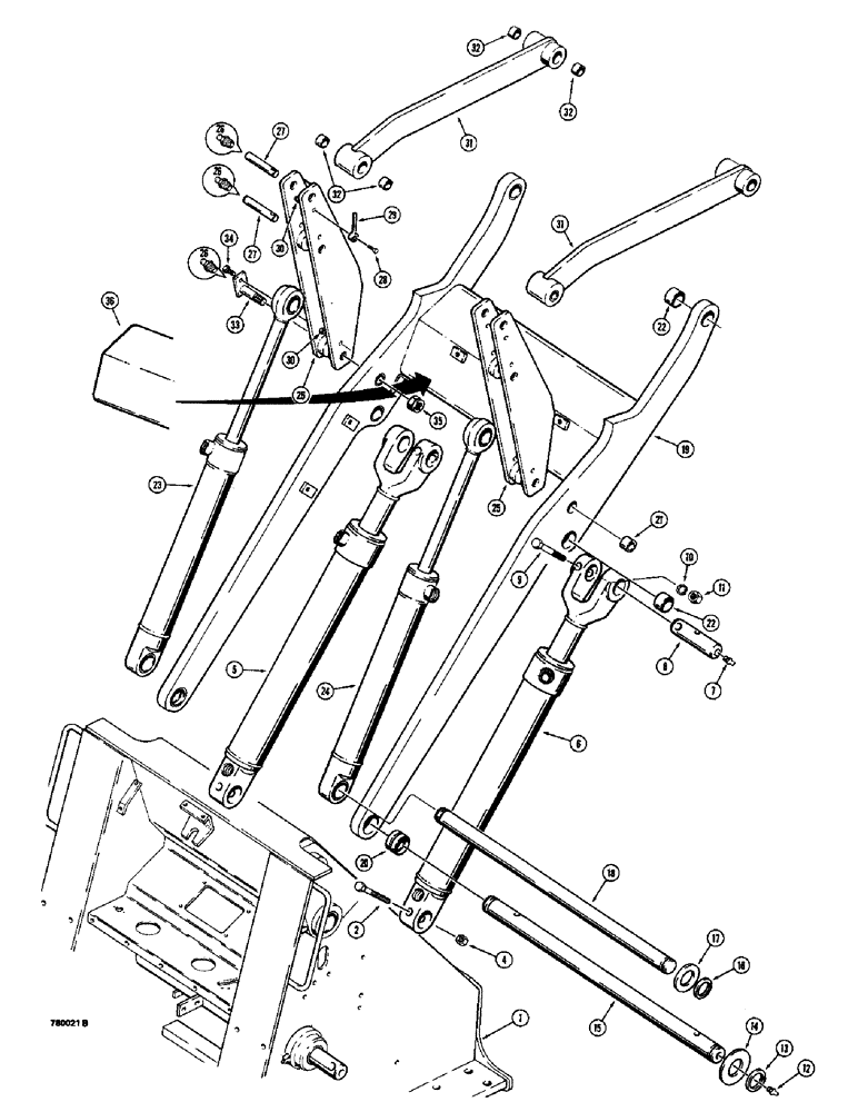 Схема запчастей Case W14 - (544) - LOADER LIFT FRAME, MODELS WITH GRAPPLE BUCKET (09) - CHASSIS/ATTACHMENTS